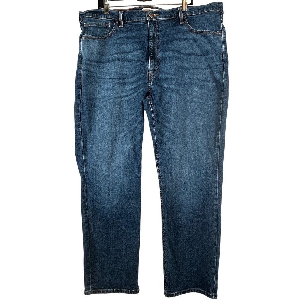 Levi Strauss Signature Athletic Jeans Mens 42x30 Stretch Blue Straight Denim